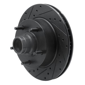 Ford E-150 Econoline Brake Rotor (1) - Front Left - R1 Concepts - Drilled & Slotted - Black - `94-`03